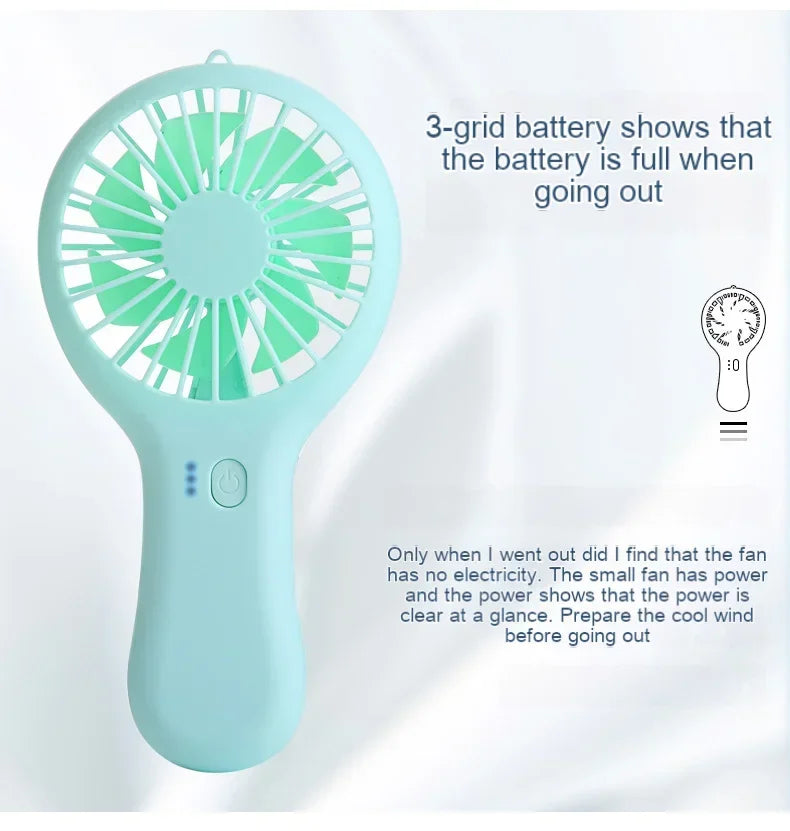Portable Mini Handheld Fan USB Charging 3 Speed High Wind Desktop Office Travel Pocket Handheld Fan Handheld Small Charging Fan